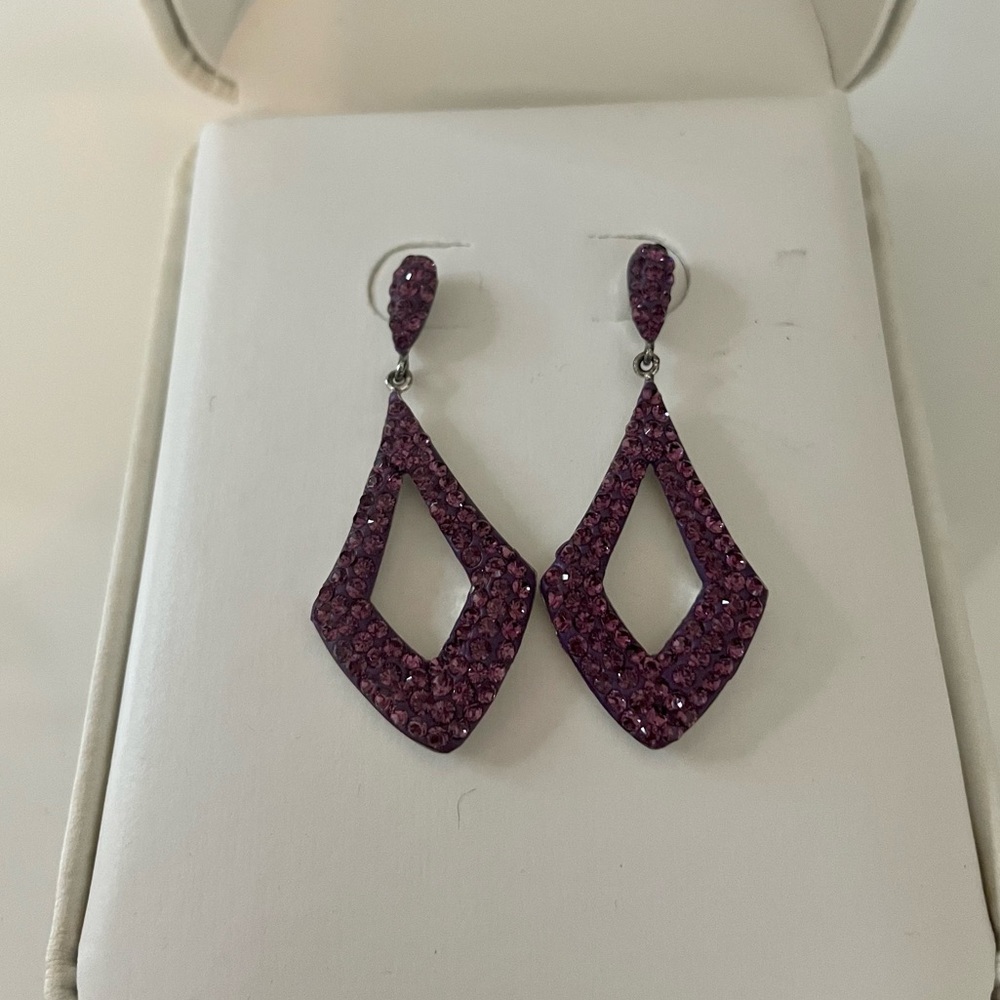 Lord & Taylor purple rhinestone earrings